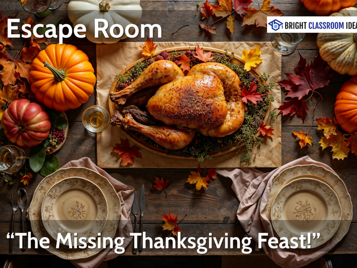 An educational teaching resource from Bright Classroom Ideas Marketplace entitled A Thanksgiving Escape Room for Elementary School downloadable at Teach Simple.