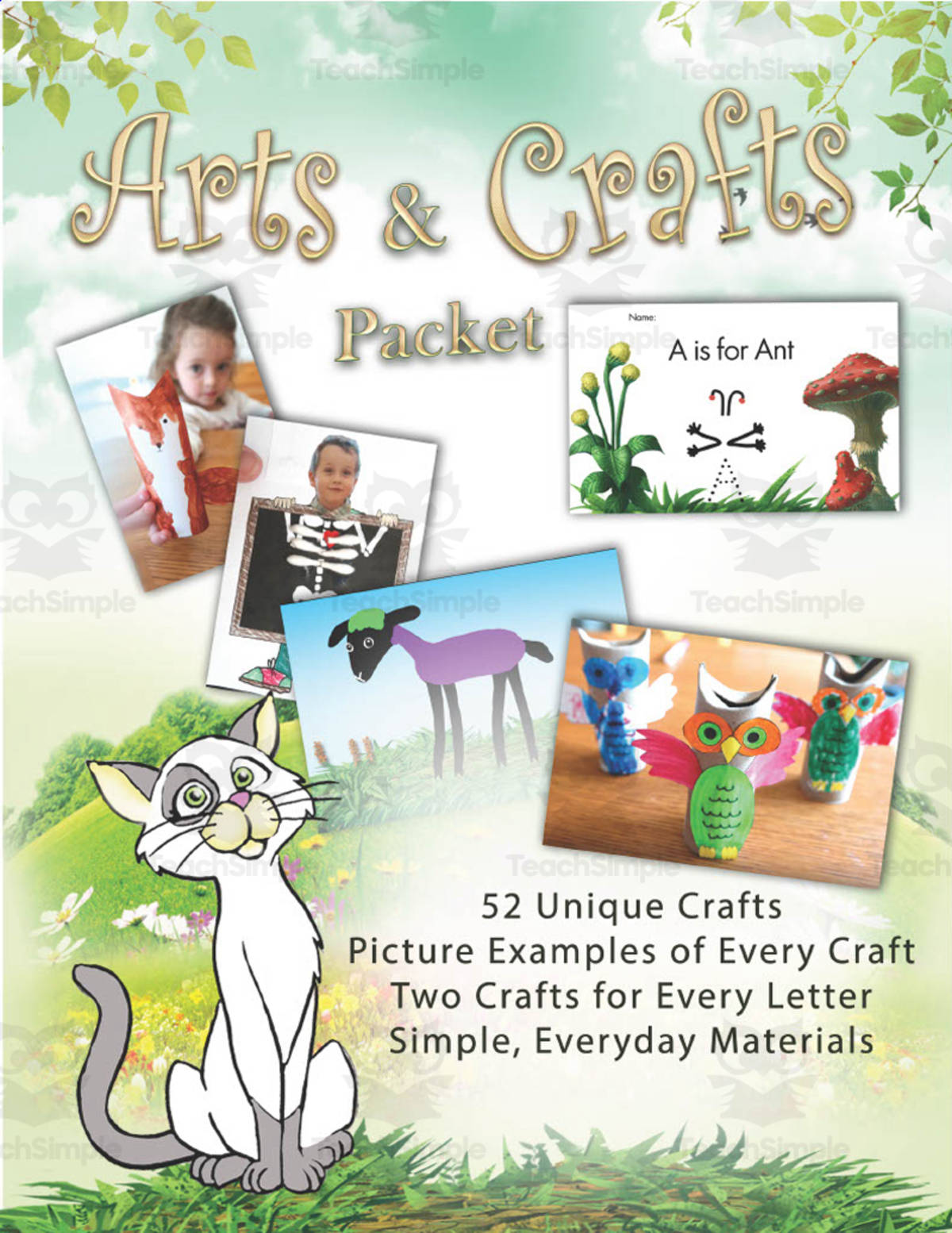 An educational teaching resource from Glimmercat Education entitled A to Z Arts and Crafts Packet downloadable at Teach Simple.