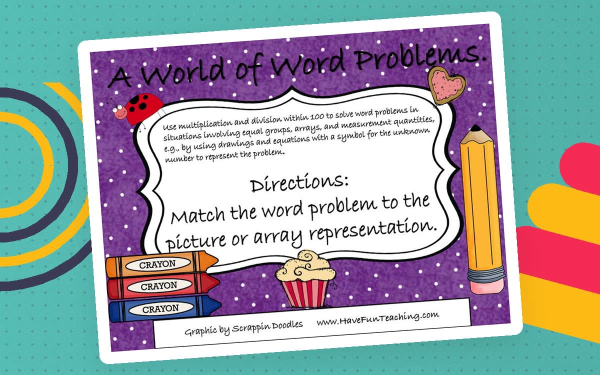An educational teaching resource from Have Fun Teaching entitled A World of Word Problems Equal Groups Activity downloadable at Teach Simple.