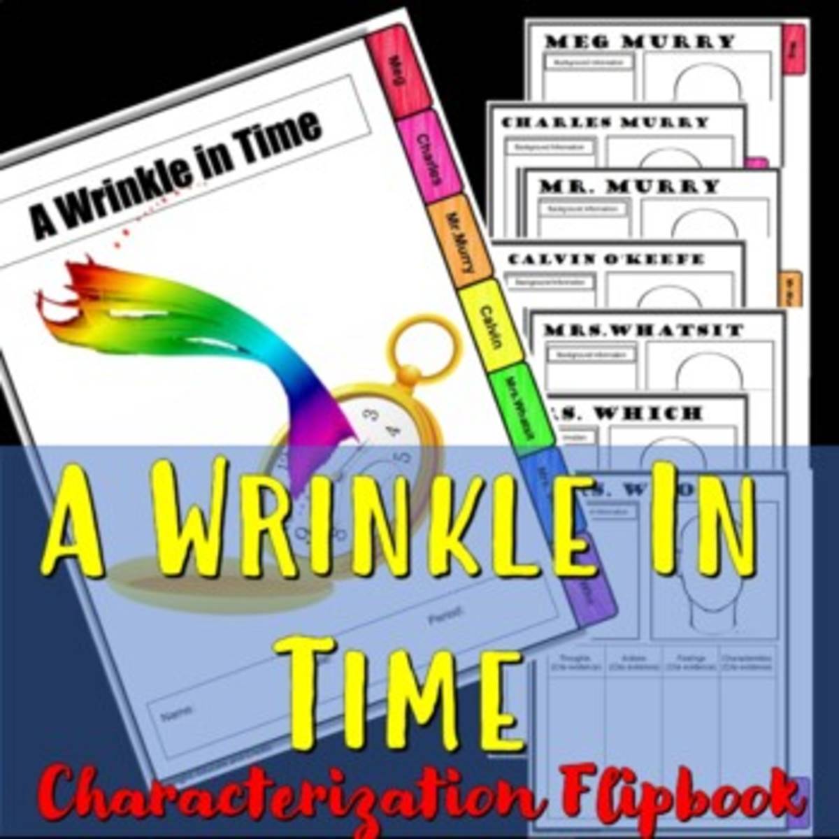 An educational teaching resource from Educate and Create entitled A Wrinkle In Time Characterization Book downloadable at Teach Simple.