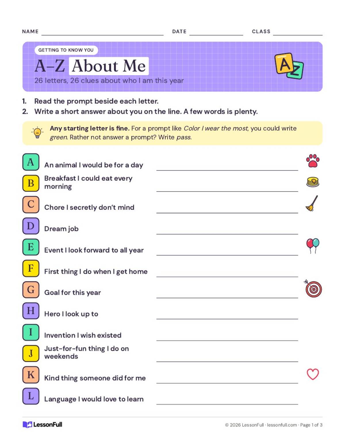 A To Z About Me This Year preview