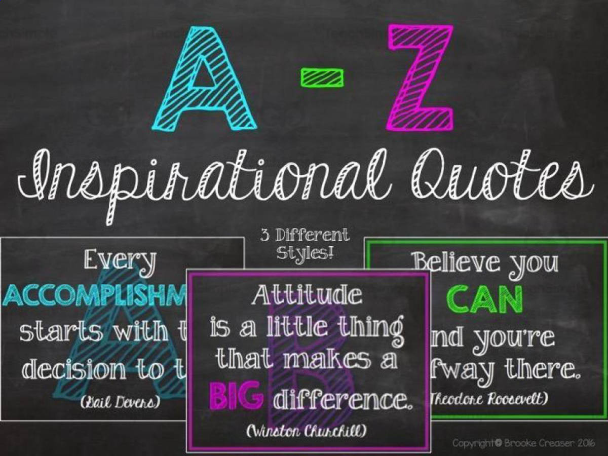 An educational teaching resource from Brook Creaser entitled A-Z Inspirational Quote Posters downloadable at Teach Simple.