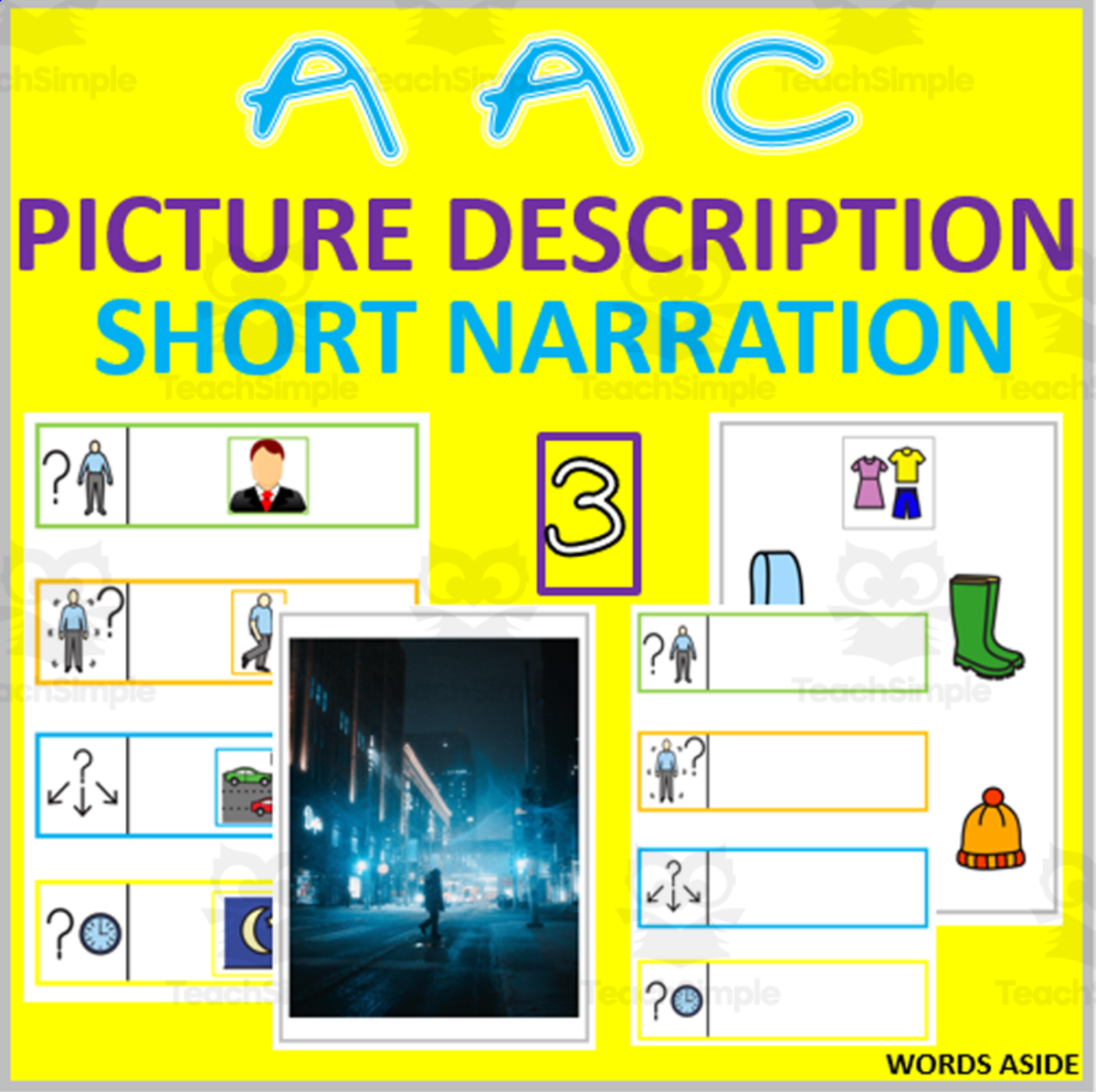An educational teaching resource from WORDS ASIDE entitled AAC | Picture Description Short Story | Visual Guide Resource 3 downloadable at Teach Simple.