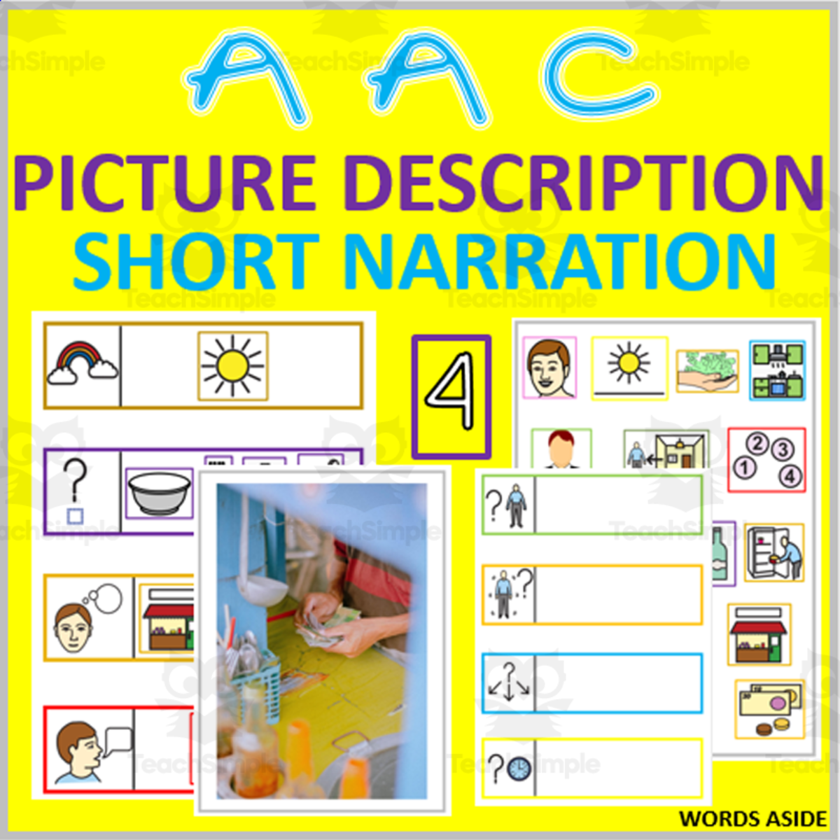 An educational teaching resource from WORDS ASIDE entitled AAC | Picture Description Short Story | Visual Guide Resource 4 downloadable at Teach Simple.