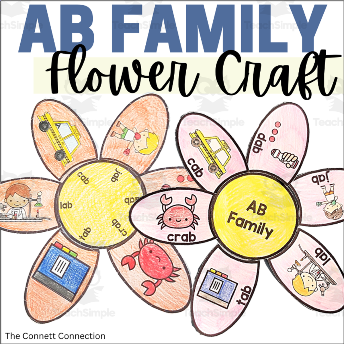 An educational teaching resource from The Connett Connection entitled AB Word Family Flower Craft downloadable at Teach Simple.