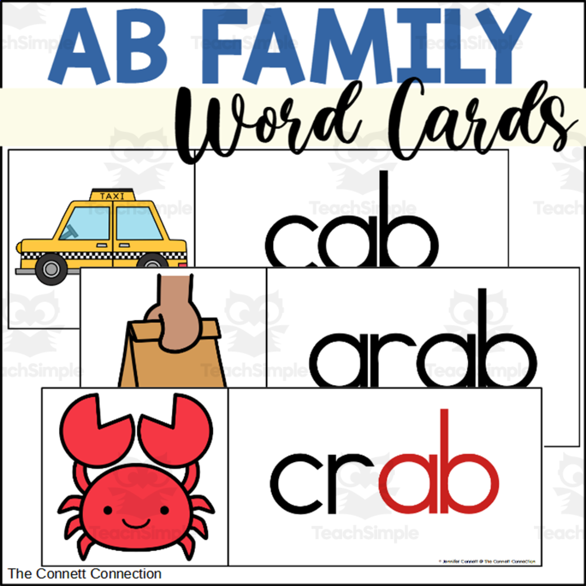 An educational teaching resource from The Connett Connection entitled AB Word Family Word Wall Cards downloadable at Teach Simple.