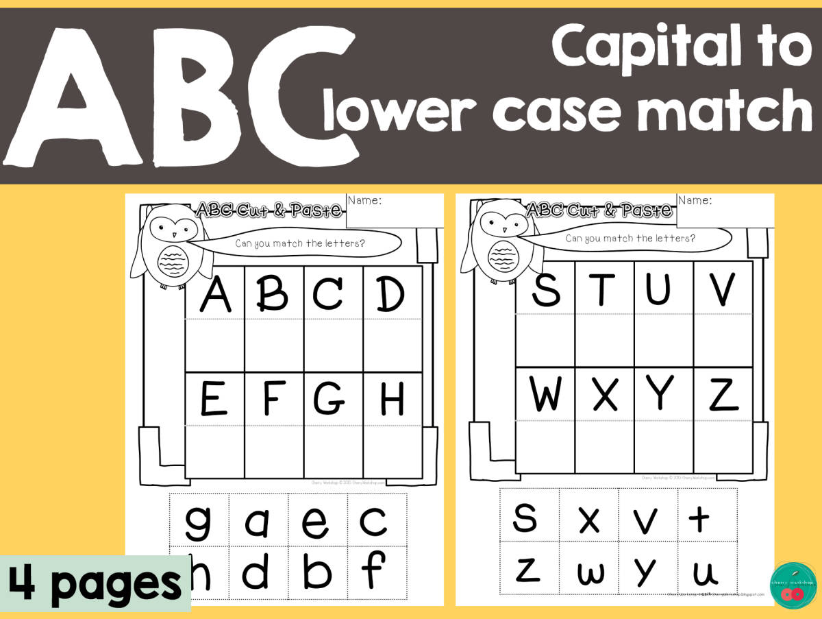 An educational teaching resource from Cherry Workshop entitled ABC Capital to Lower Case Match downloadable at Teach Simple.