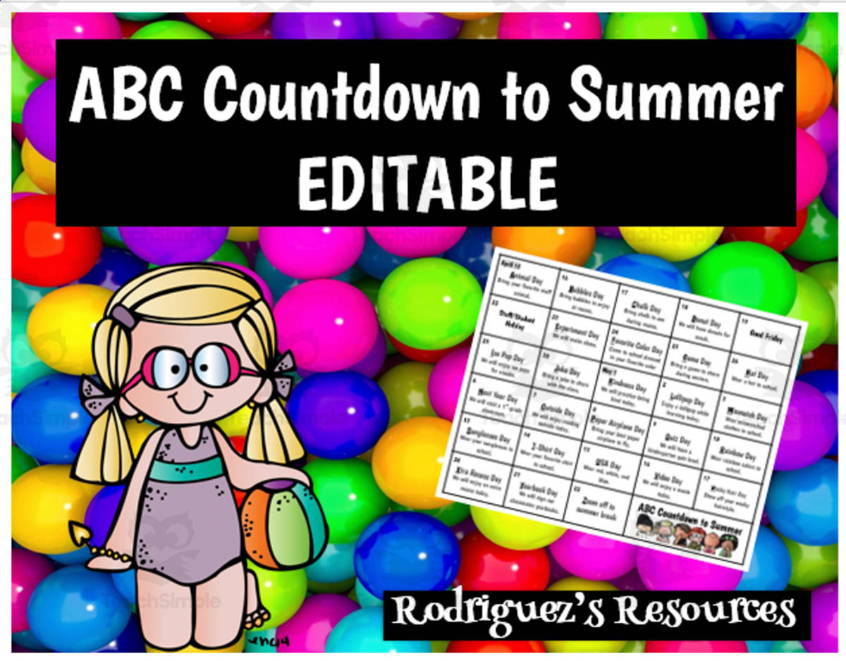 An educational teaching resource from Rodriguez's Resources entitled ABC Countdown to Summer – Editable End-of-Year Plan downloadable at Teach Simple.