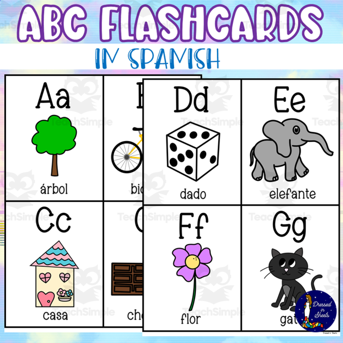 An educational teaching resource from Soumara Siddiqui entitled ABC Flashcards in Spanish downloadable at Teach Simple.
