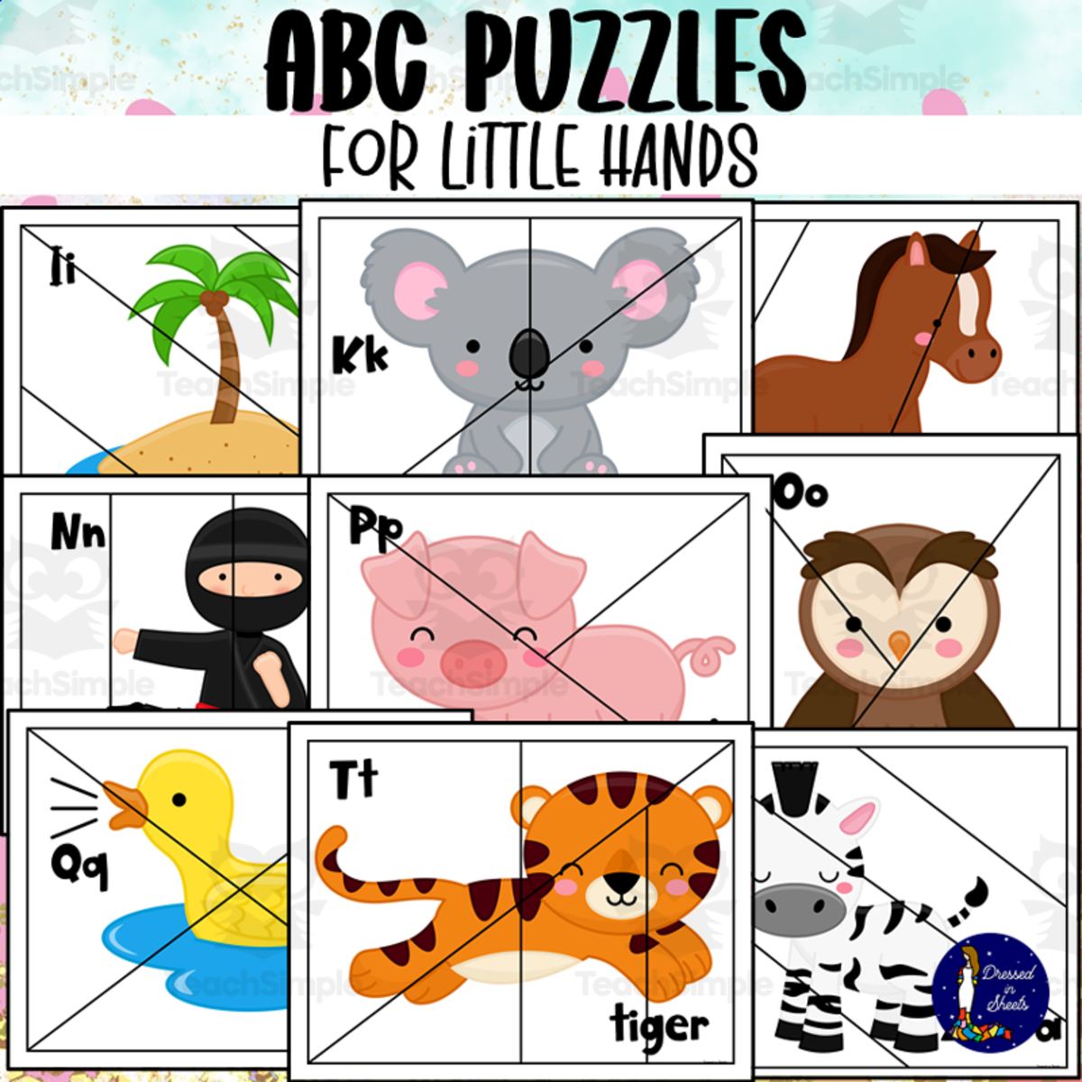 An educational teaching resource from Soumara Siddiqui entitled ABC Puzzles for Little Hands downloadable at Teach Simple.