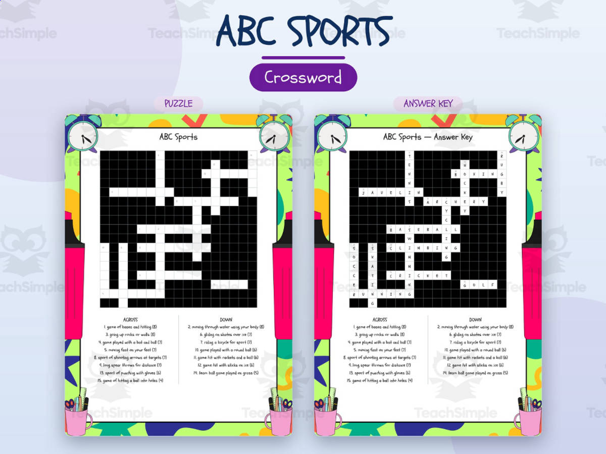 ABC Sports Crossword Printable | Word Vocabulary Worksheet preview
