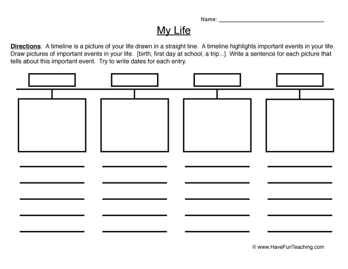 An educational teaching resource from Have Fun Teaching entitled About Me Timeline Worksheet downloadable at Teach Simple.