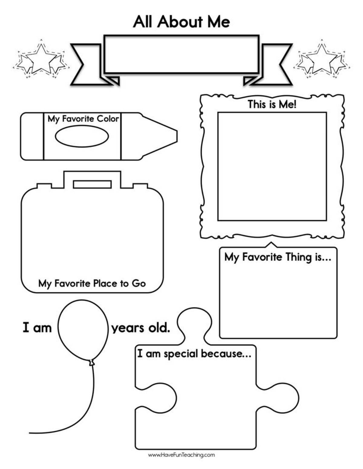 An educational teaching resource from Have Fun Teaching entitled About Me Worksheet downloadable at Teach Simple.