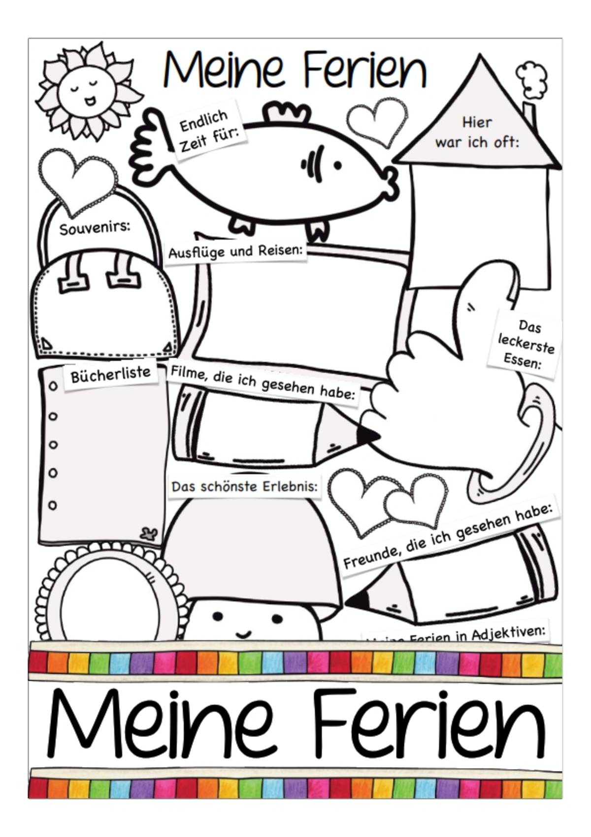 An educational teaching resource from Better Teaching Resources entitled About My Holidays! (German Worksheet) downloadable at Teach Simple.