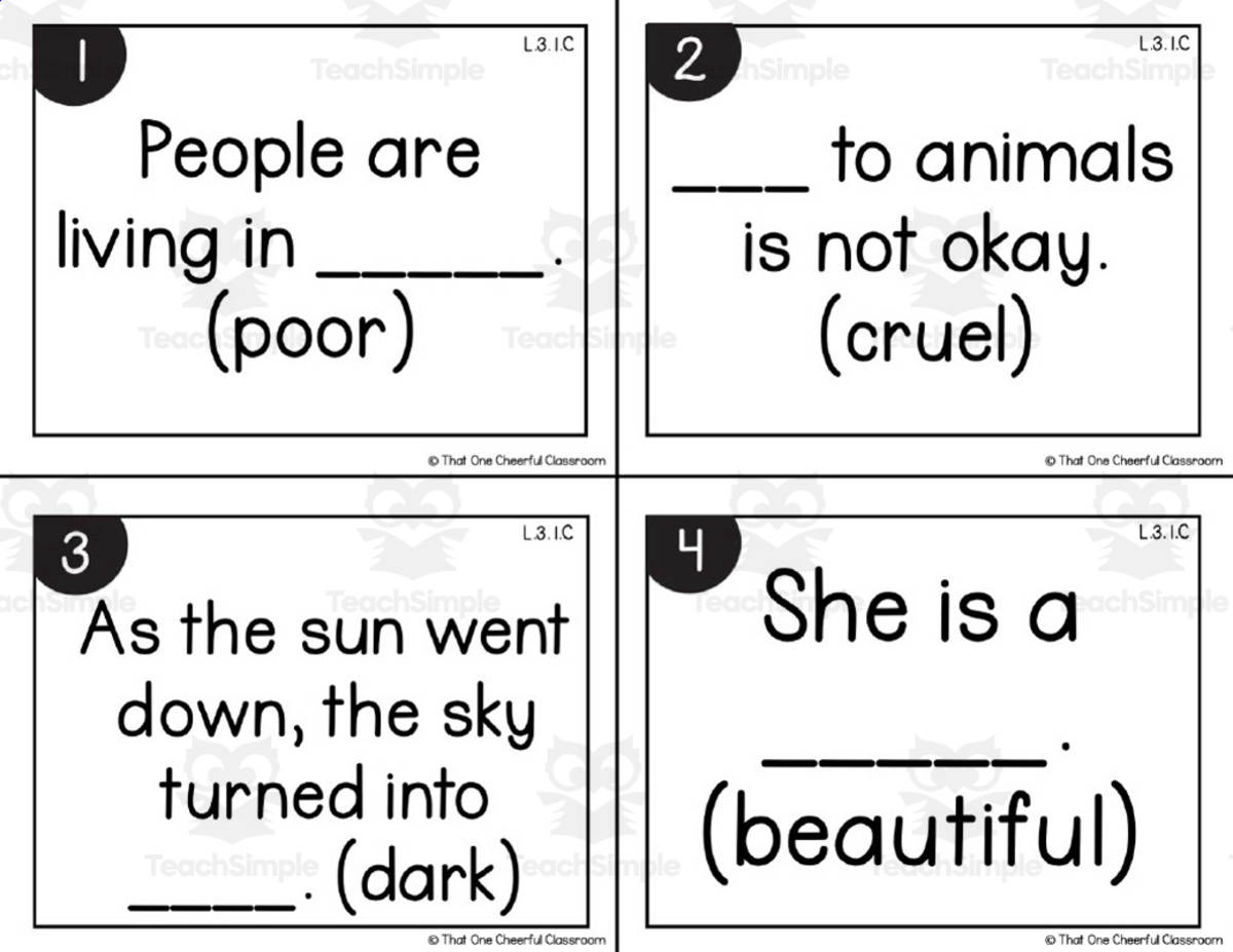 An educational teaching resource from That One Cheerful Classroom entitled Abstract Nouns Task Cards downloadable at Teach Simple.