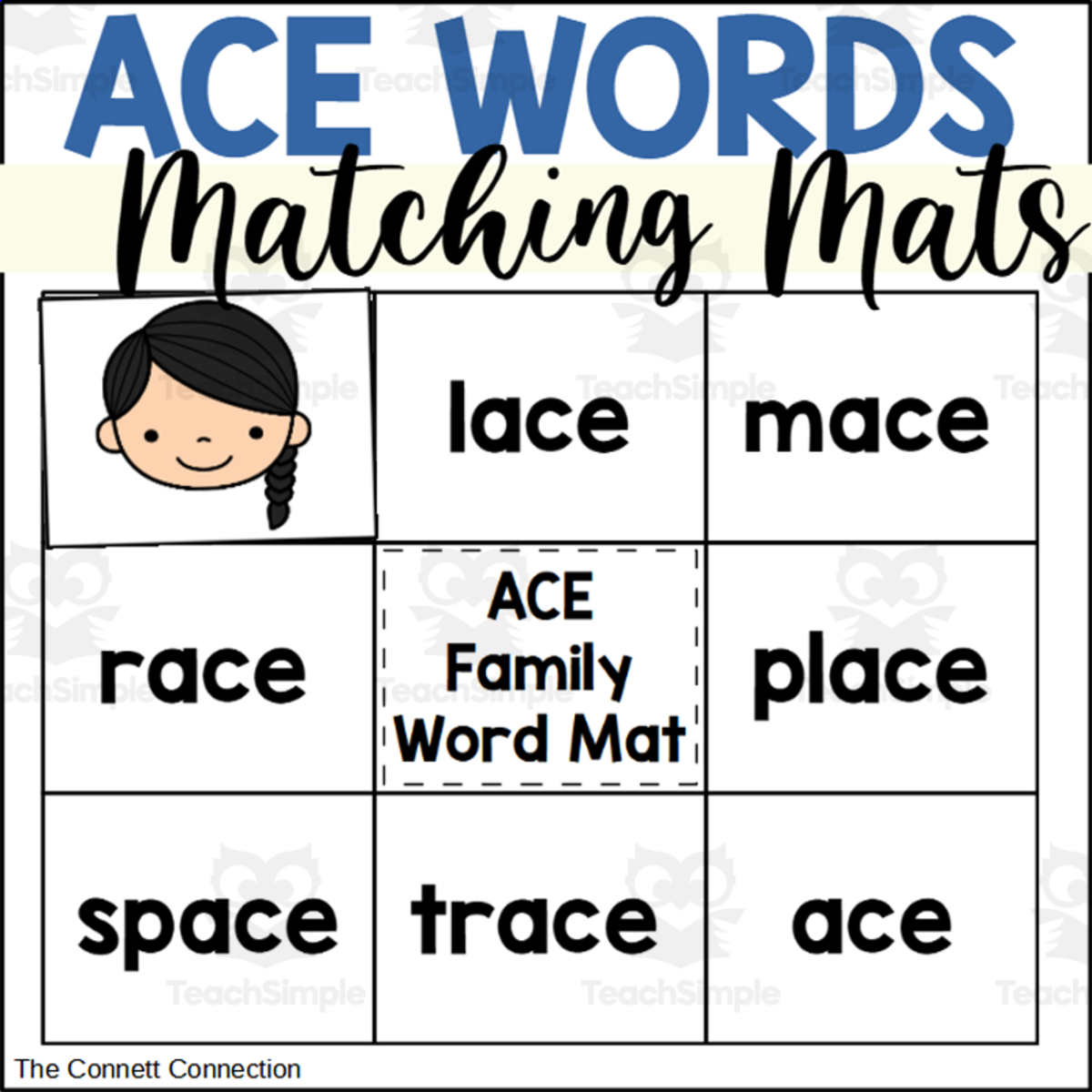 An educational teaching resource from The Connett Connection entitled ACE Words Matching Mats downloadable at Teach Simple.
