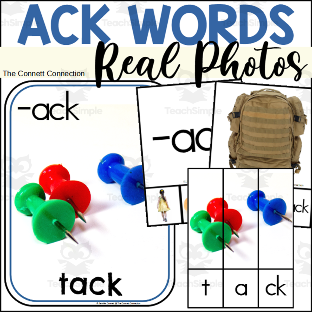 An educational teaching resource from The Connett Connection entitled ACK Words Activities with Real Photographs downloadable at Teach Simple.
