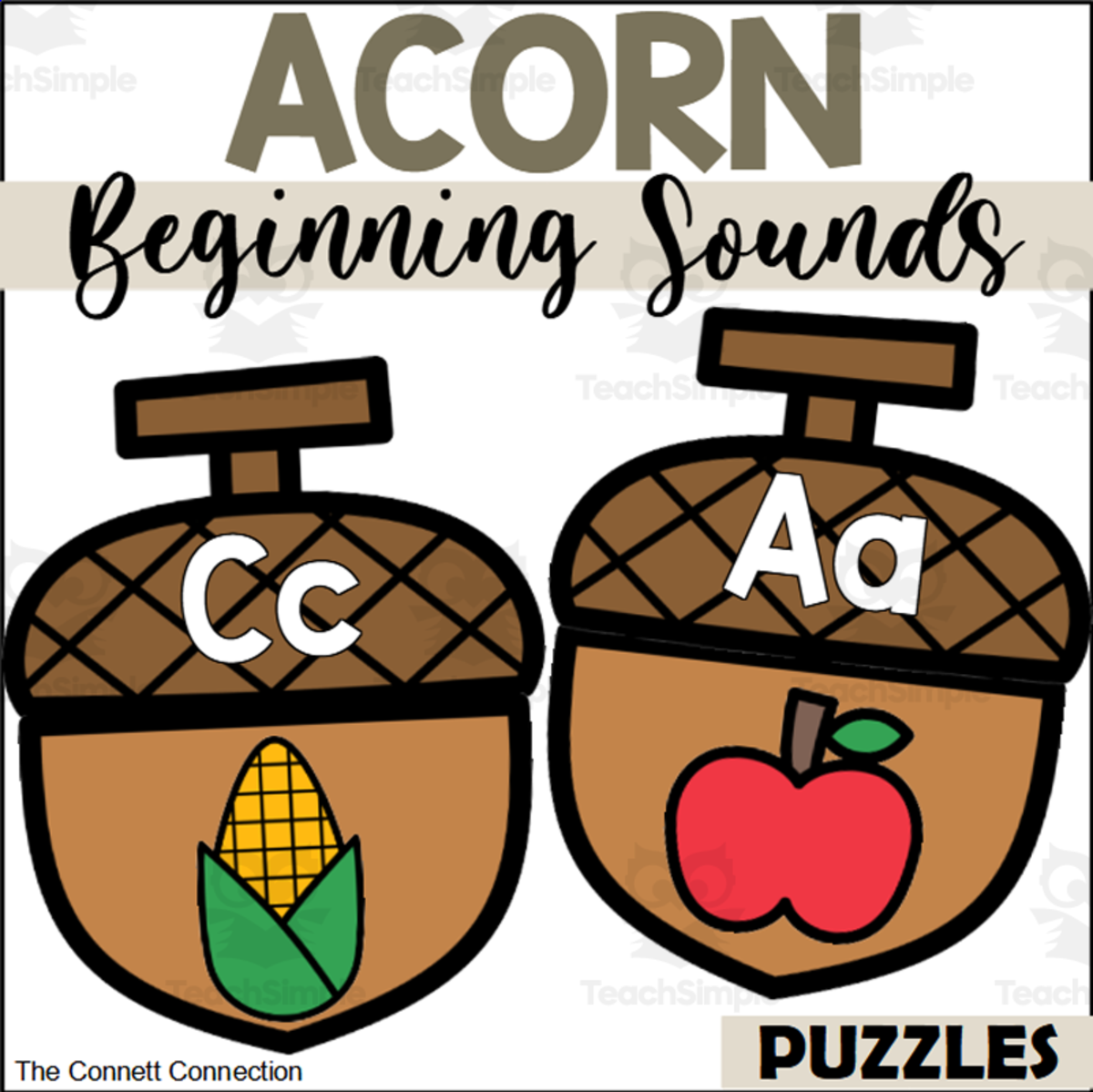 An educational teaching resource from The Connett Connection entitled Acorn Beginning Letter Sound Puzzles downloadable at Teach Simple.