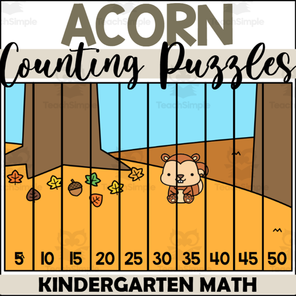 An educational teaching resource from The Connett Connection entitled Acorn Counting Puzzles downloadable at Teach Simple.