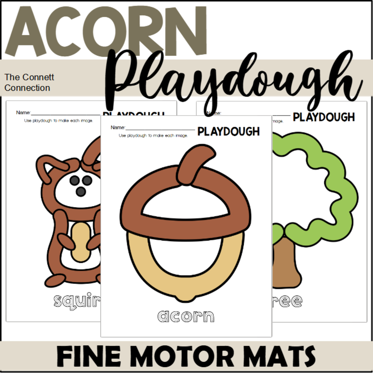 An educational teaching resource from The Connett Connection entitled Acorn Playdough Mats downloadable at Teach Simple.