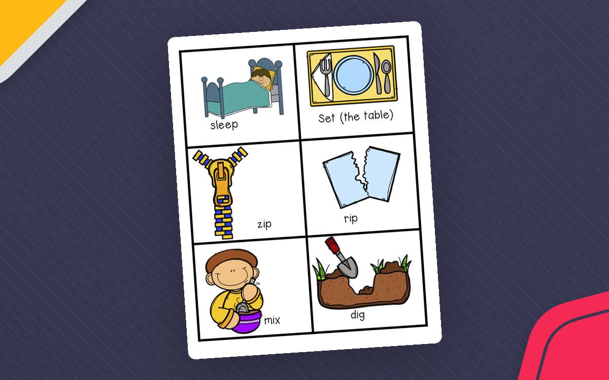 An educational teaching resource from Sunshine and Lollipops entitled Verb Charades Game – Reinforce Parts of Speech downloadable at Teach Simple.