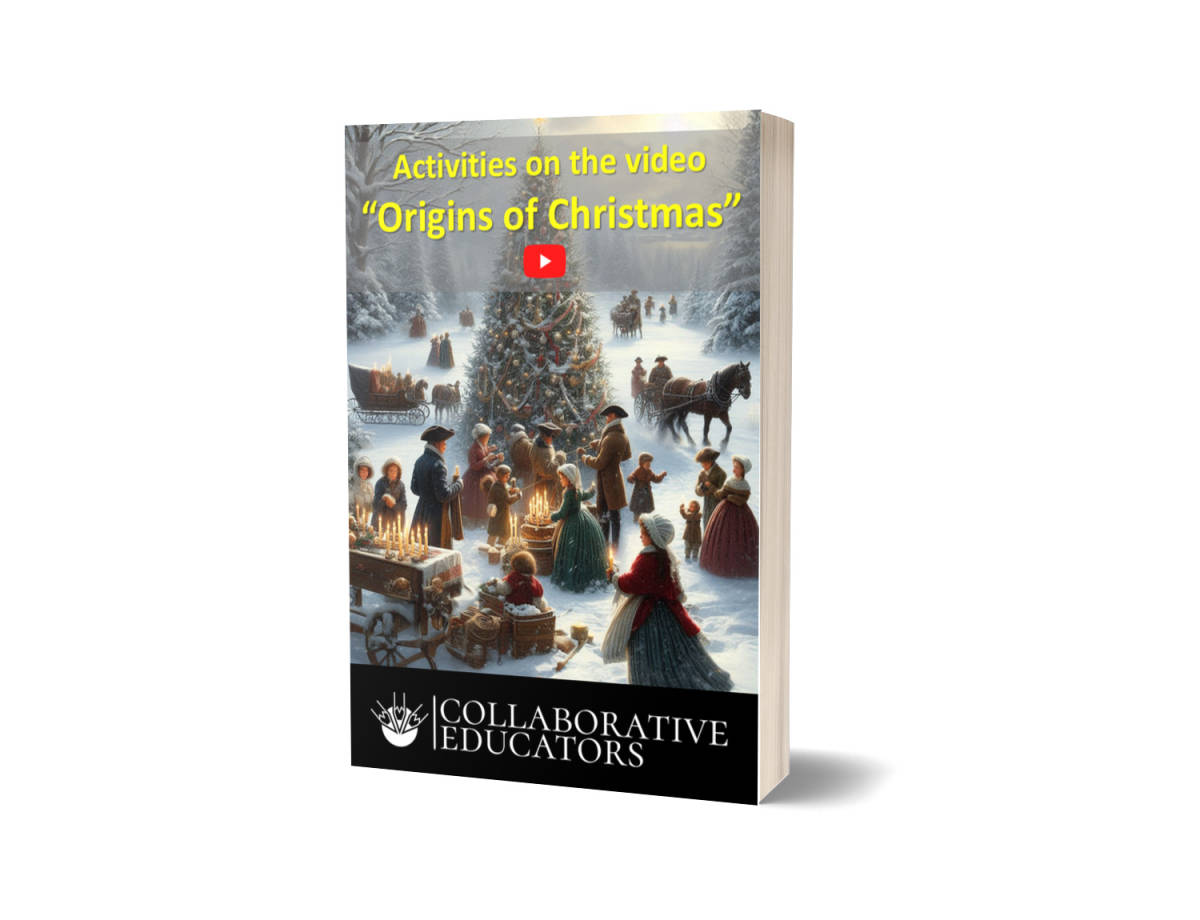 An educational teaching resource from Bright Classroom Ideas Marketplace entitled Activities on the video "Origins of Christmas" downloadable at Teach Simple.