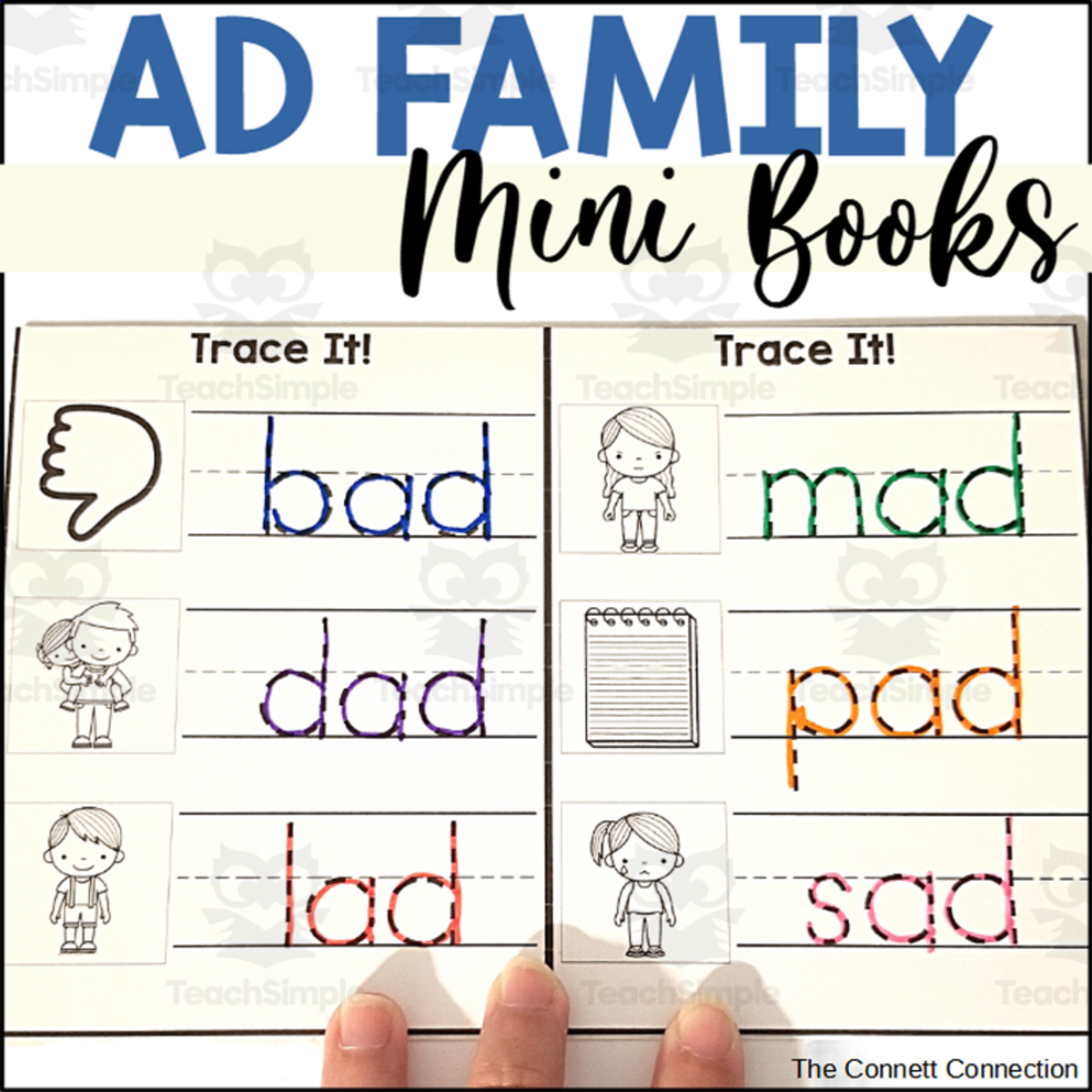 An educational teaching resource from The Connett Connection entitled AD Word Family Foldable Mini Books downloadable at Teach Simple.