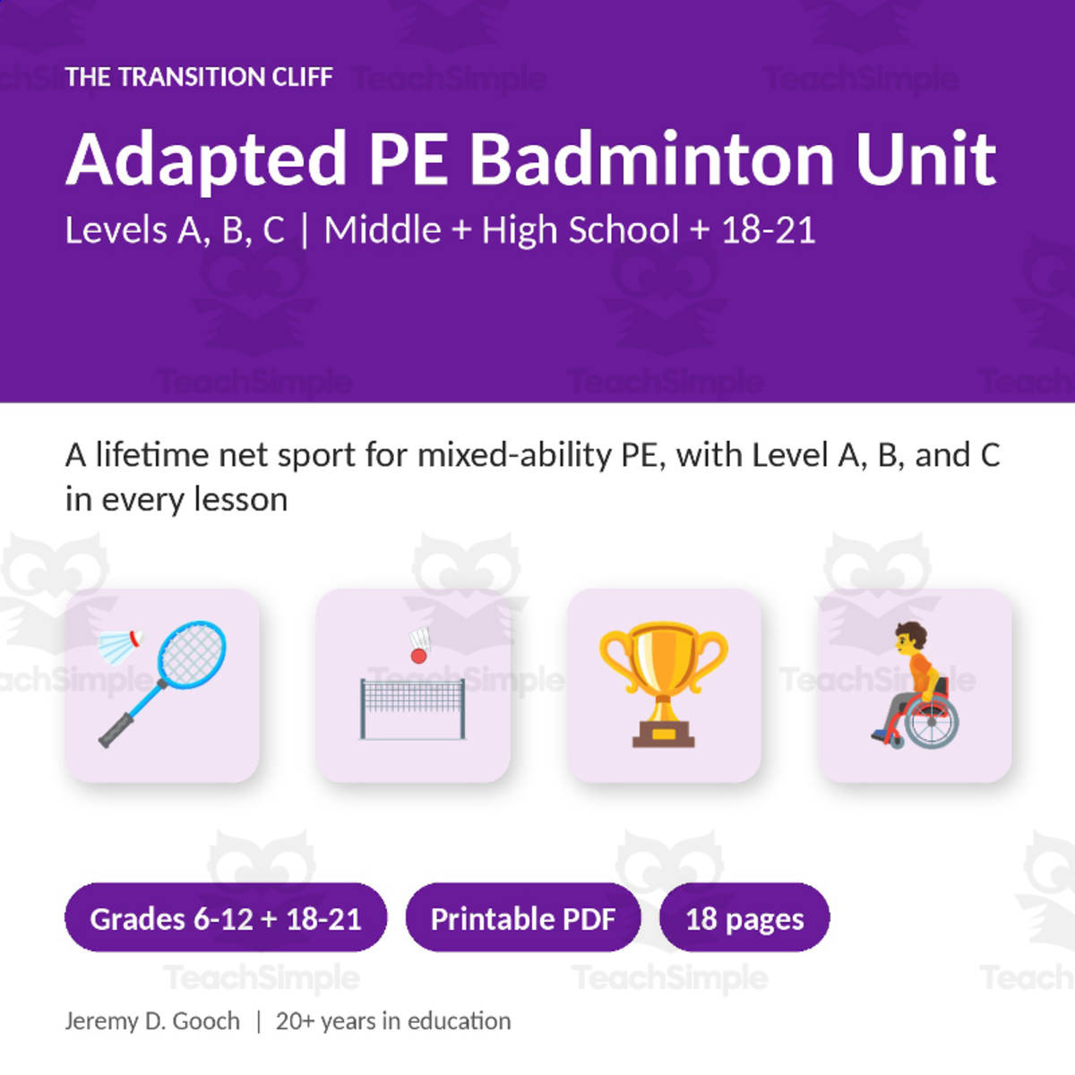 Adapted Badminton Unit for Middle and High School Special Ed PE preview