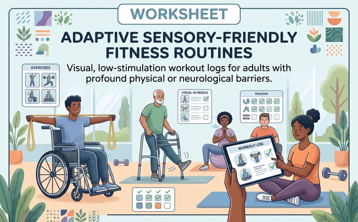 An educational teaching resource from Creative Book Store entitled Adaptive Sensory-Friendly Fitness Routines downloadable at Teach Simple.