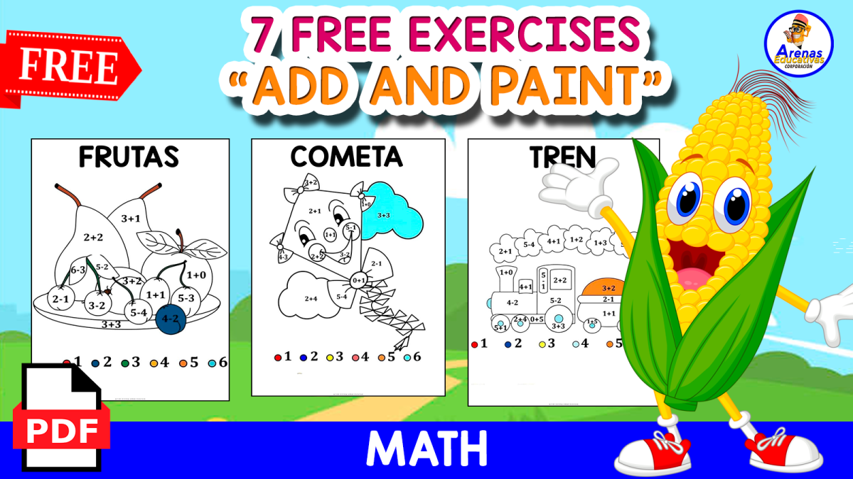 An educational teaching resource from EDITORIAL LAURA EDUCA entitled ADD AND PAINT | 7 FREE PAGES downloadable at Teach Simple.
