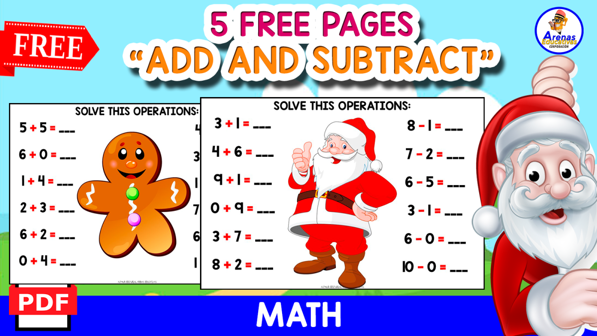 An educational teaching resource from EDITORIAL LAURA EDUCA entitled ADD AND SUBTRACT | 1.DIGIT | CHRISTMAS downloadable at Teach Simple.