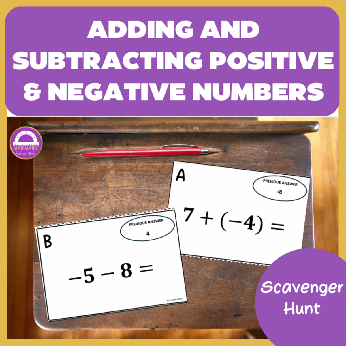 An educational teaching resource from Matemaths entitled Adding and Subtracting Integers Printable Scavenger Hunt downloadable at Teach Simple.