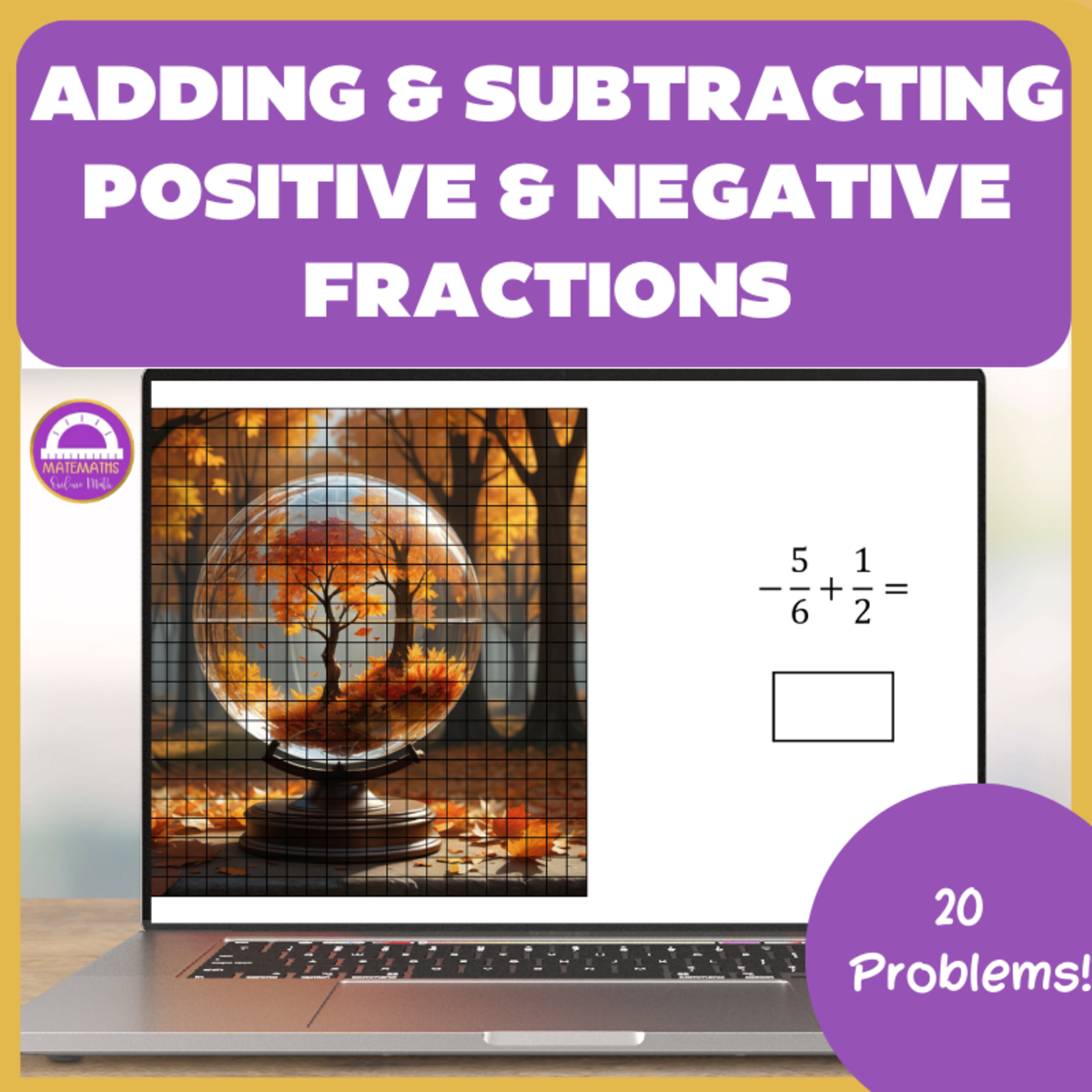 An educational teaching resource from Matemaths entitled Adding and Subtracting Positive and Negative Fractions Pixel Art downloadable at Teach Simple.