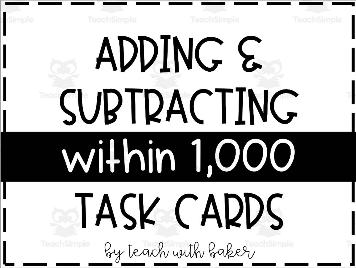 An educational teaching resource from Teach With Baker entitled Adding and Subtracting to 1000 with regrouping downloadable at Teach Simple.