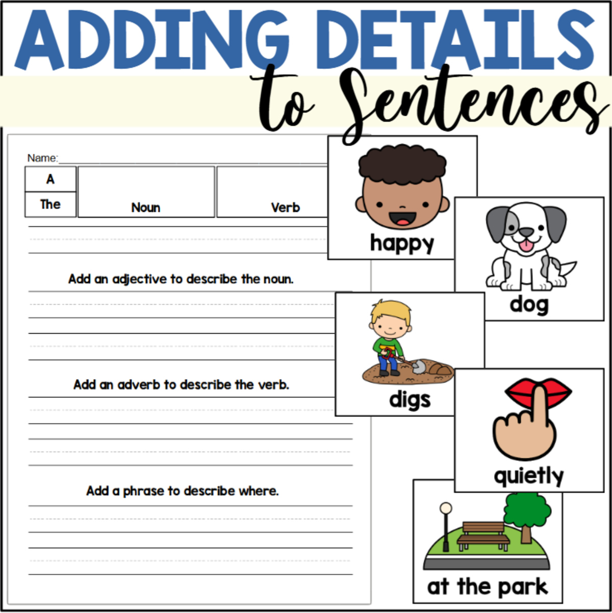 An educational teaching resource from The Connett Connection entitled Adding Details to Sentences downloadable at Teach Simple.