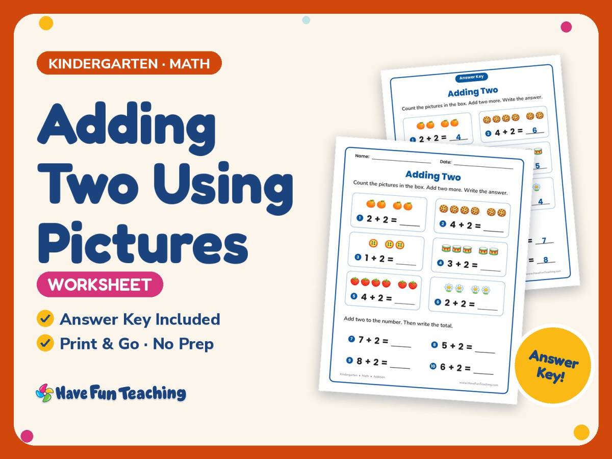 Adding Two Using Pictures Worksheet – Kindergarten Addition Practice preview