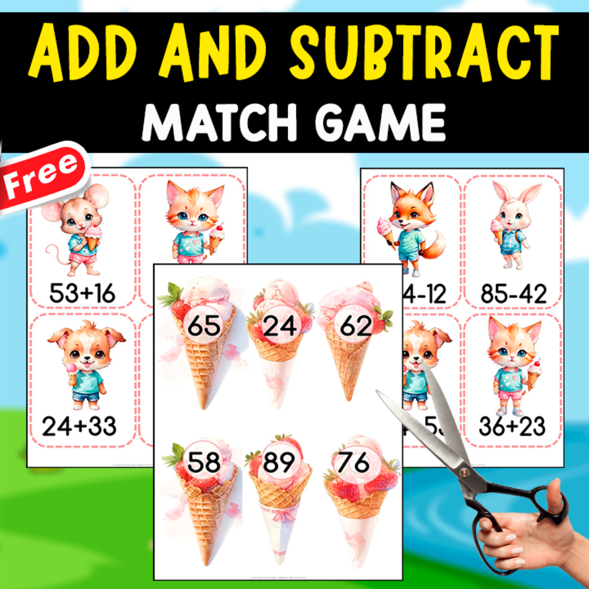 An educational teaching resource from EDITORIAL LAURA EDUCA entitled ADDITION AND SUBTRACTION | INTERACTIVE GAME FOR MATCHING downloadable at Teach Simple.