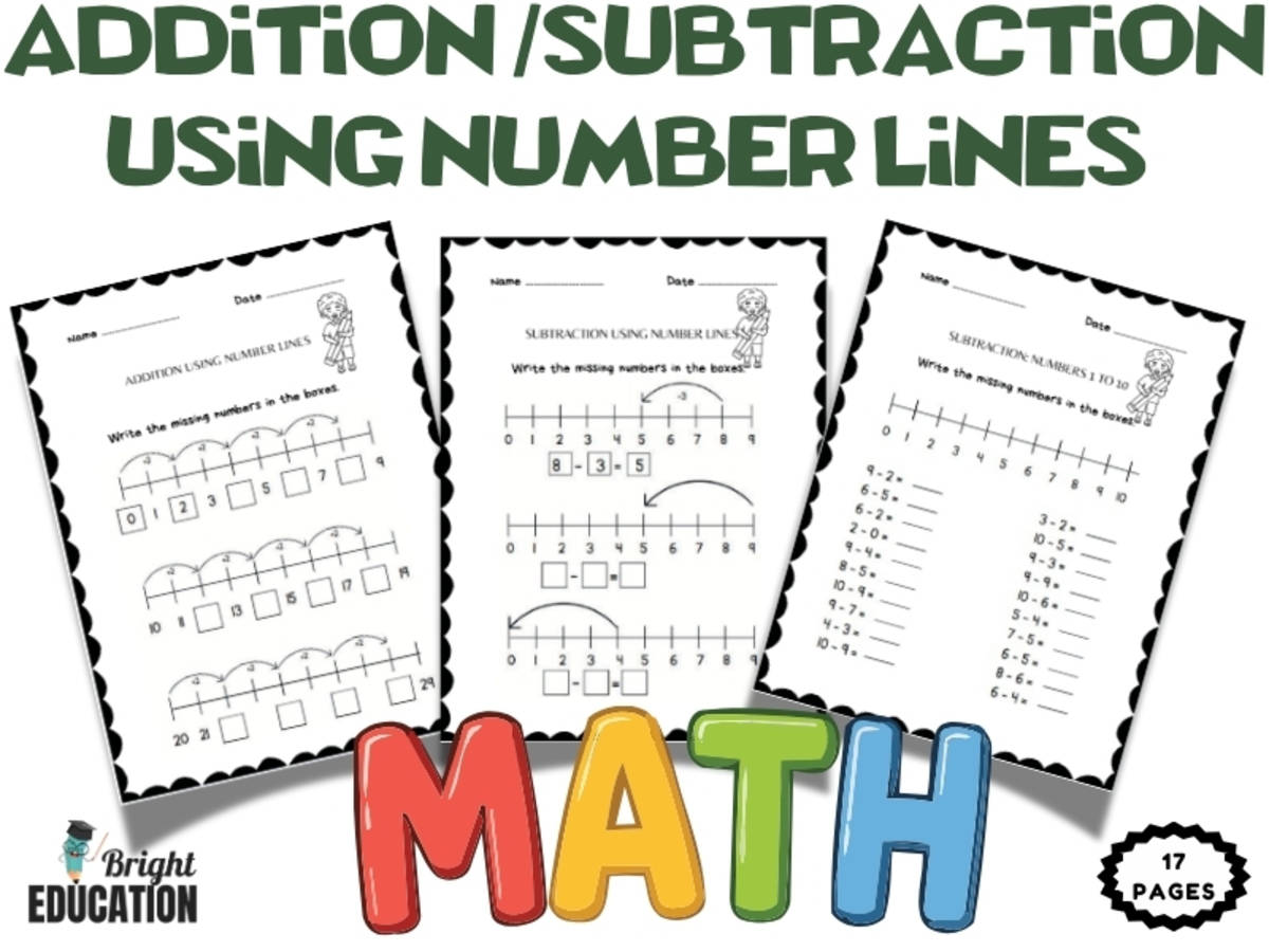 Addition & Subtraction Using Number Lines Worksheets | Math Practice preview