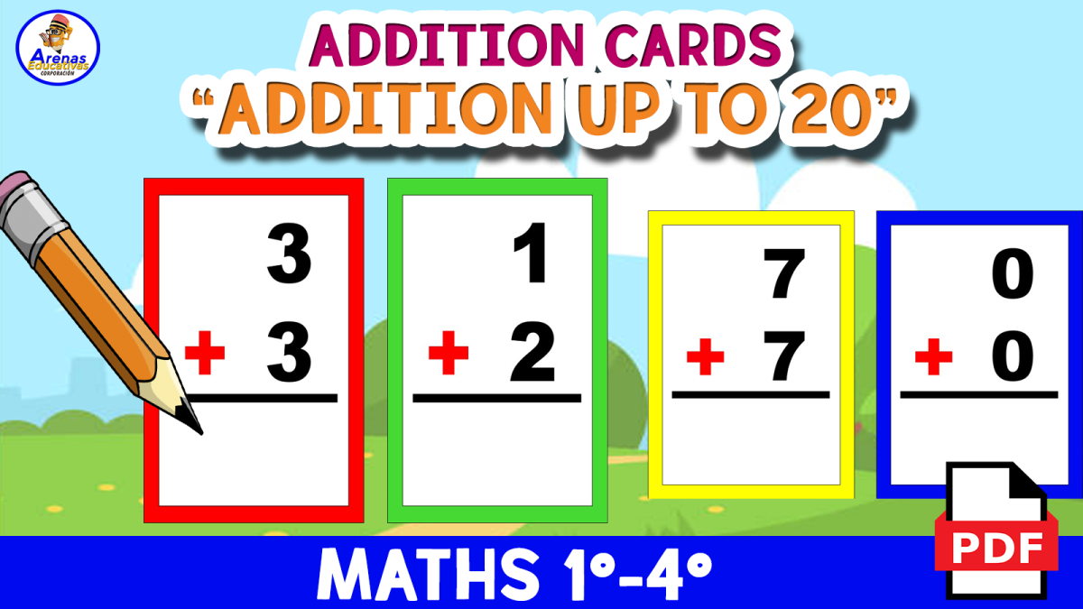 An educational teaching resource from EDITORIAL LAURA EDUCA entitled ADDITION CARDS - Addition up to 20 downloadable at Teach Simple.