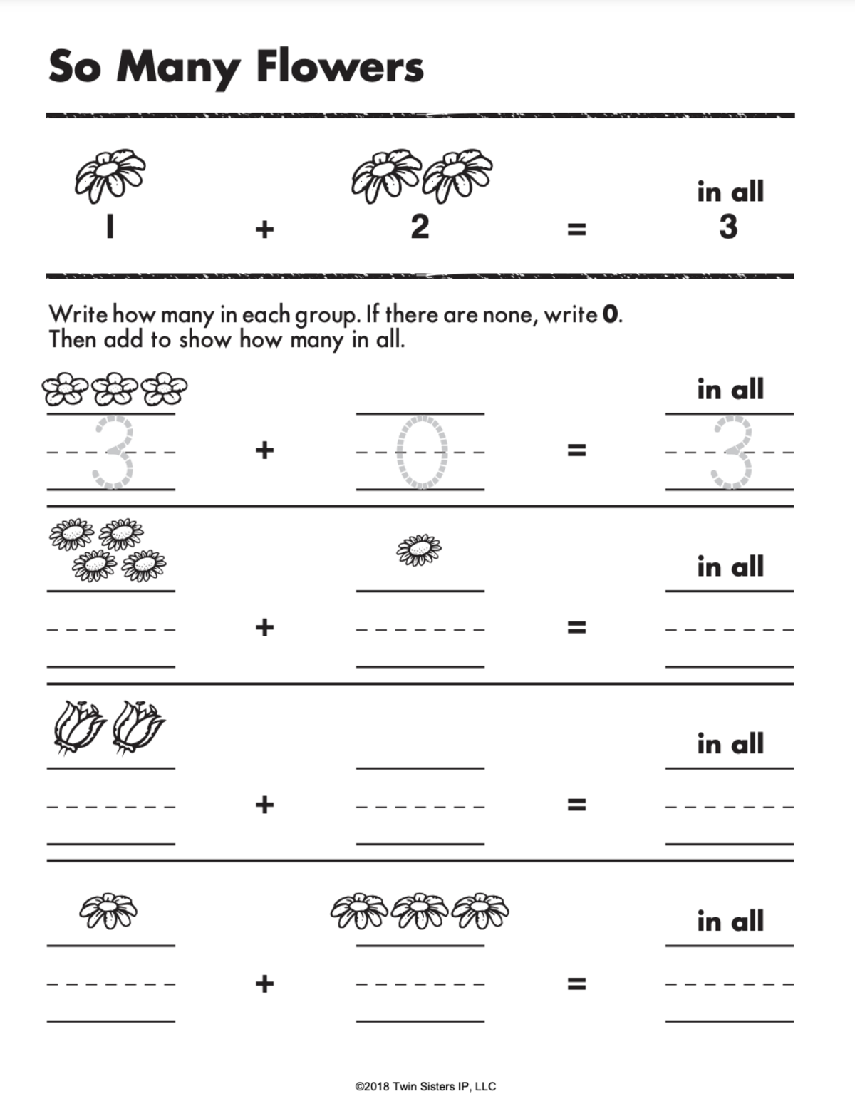 An educational teaching resource from Twin Sisters Digital Media entitled Addition Facts 1-18 Printable Workbook downloadable at Teach Simple.