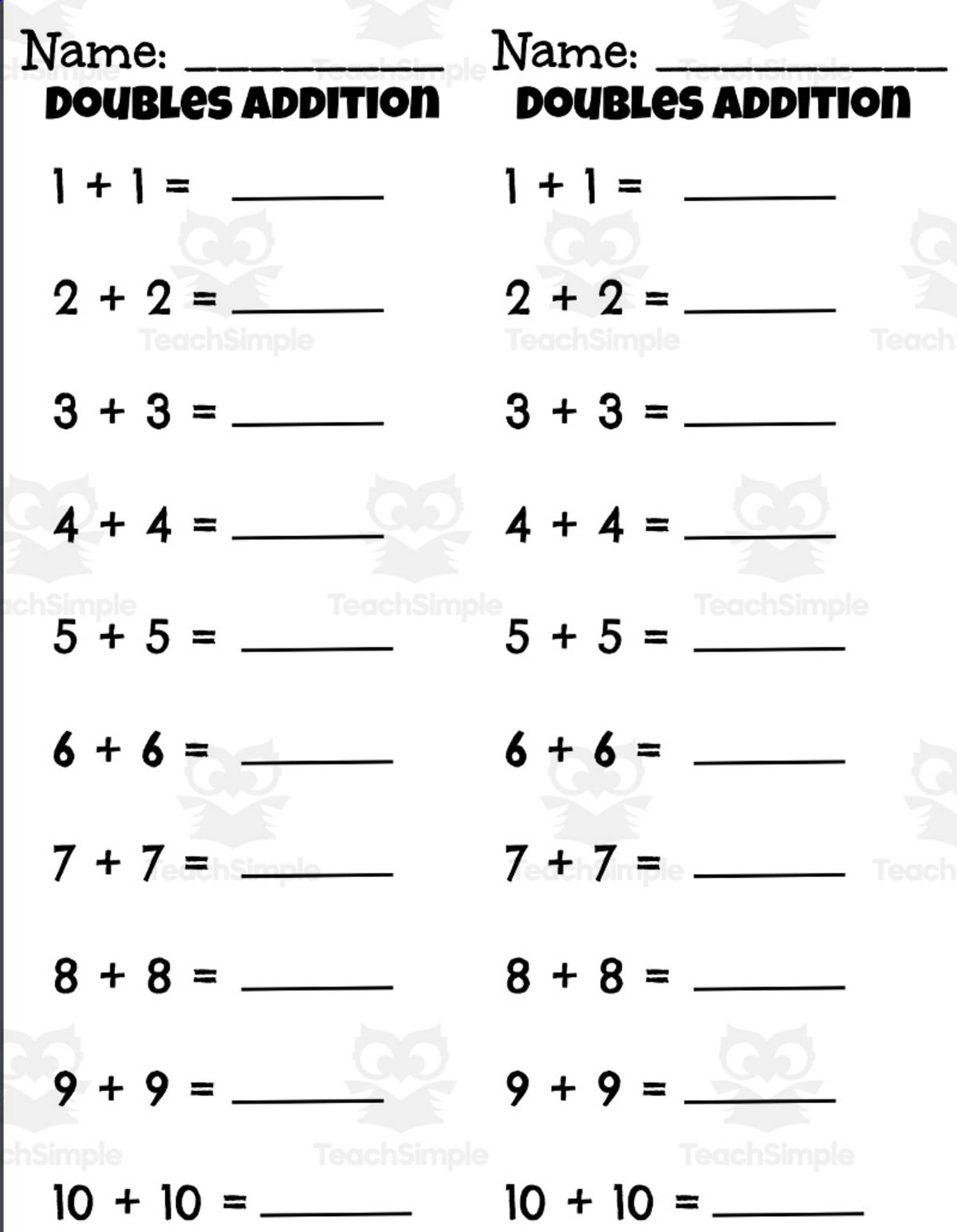 An educational teaching resource from Rodriguez's Resources entitled Addition Facts Slips downloadable at Teach Simple.
