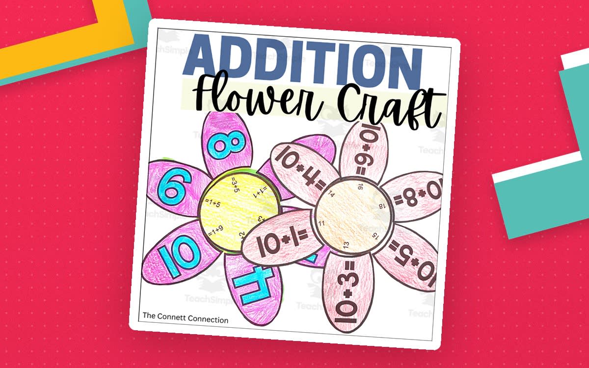An educational teaching resource from The Connett Connection entitled Addition Flower Craft downloadable at Teach Simple.