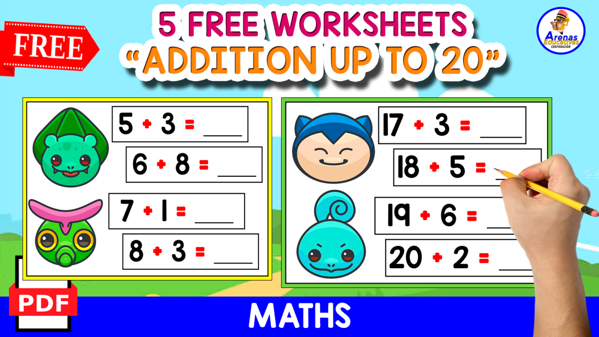 An educational teaching resource from EDITORIAL LAURA EDUCA entitled ADDITION UP TO 20 | POKEMON THEMED downloadable at Teach Simple.