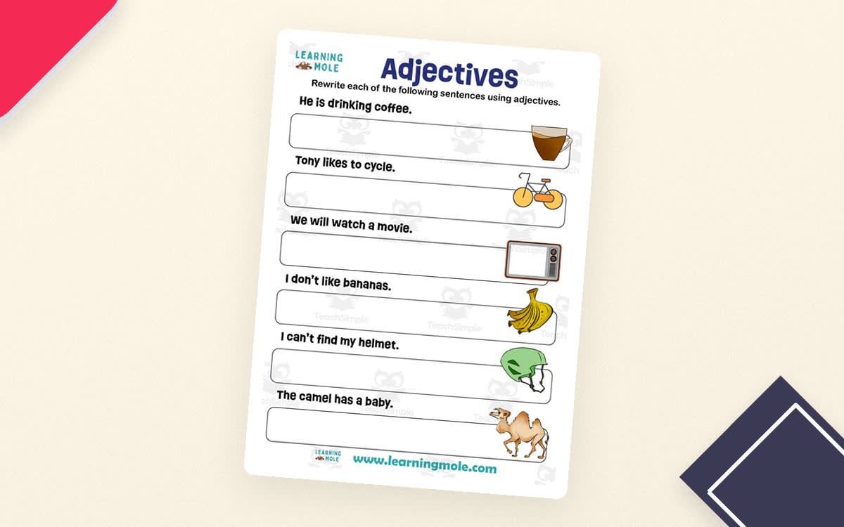 An educational teaching resource from Educational Voice entitled Adjectives Activity downloadable at Teach Simple.