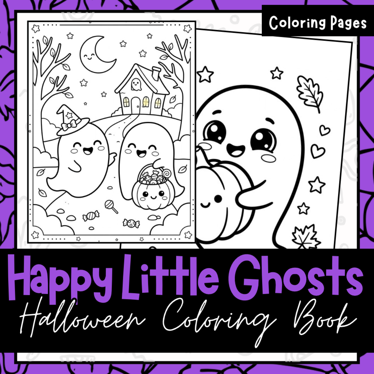 Adorable Little Ghosts to Color – A Super Cute Halloween Coloring Book preview