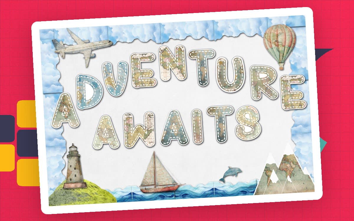 An educational teaching resource from Forever June Digital Design entitled ADVENTURE BULLETIN BOARDS LETTERS, CLIP ART, BORDERS & GRAPHICS downloadable at Teach Simple.