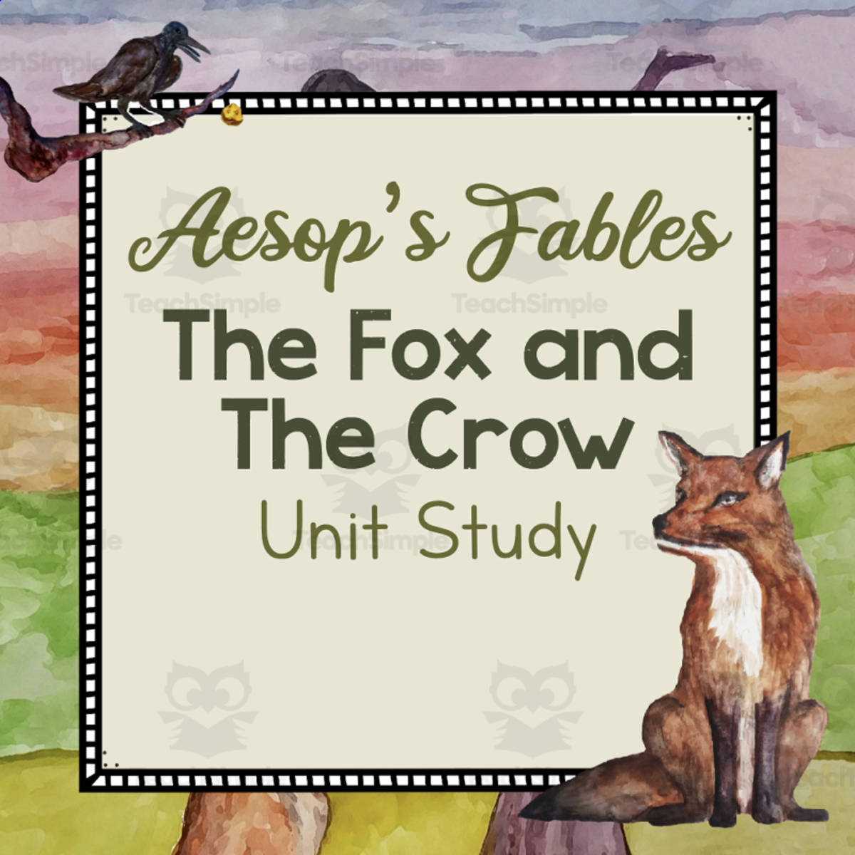 An educational teaching resource from Simply Schoolgirl entitled Aesop's Fables "The Fox and the Crow" downloadable at Teach Simple.