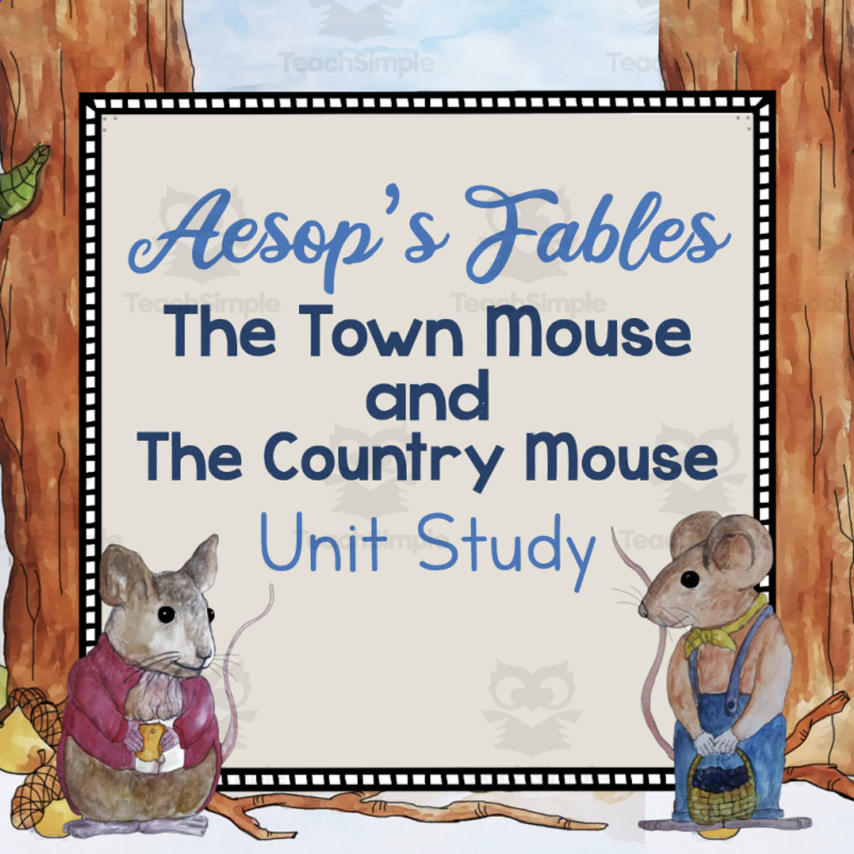 An educational teaching resource from Simply Schoolgirl entitled Aesop's Fables "The Town Mouse and the Country Mouse" downloadable at Teach Simple.