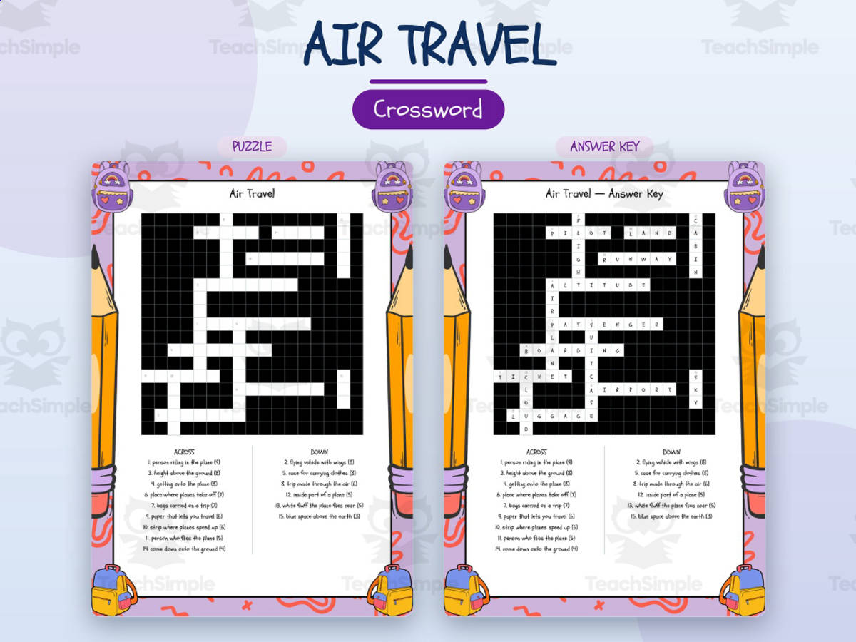 Air Travel Crossword Printable | Vocabulary Worksheet preview