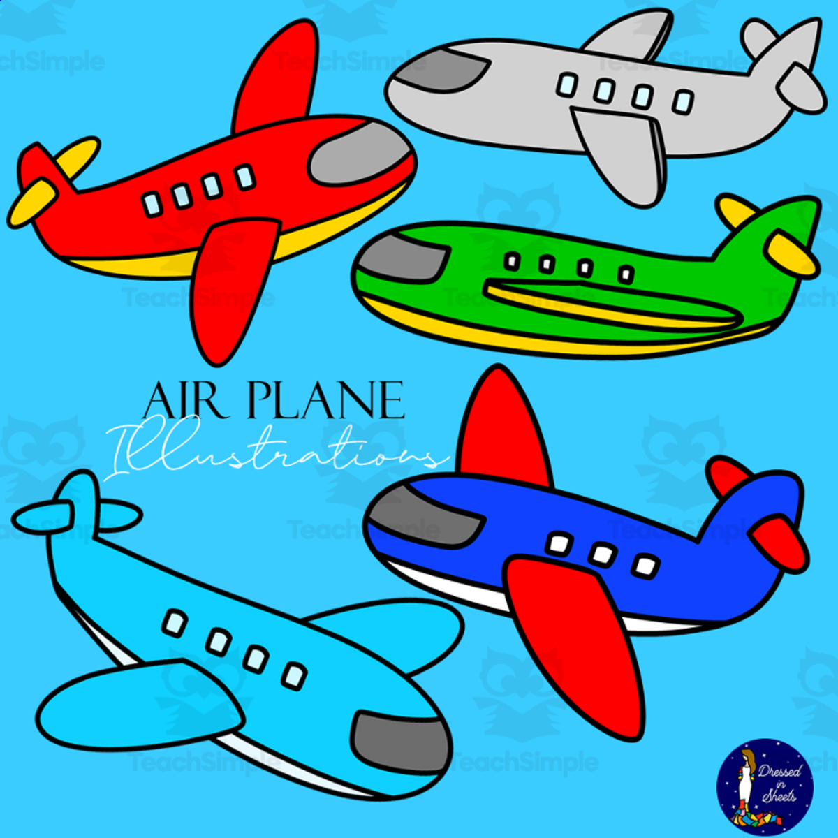 An educational teaching resource from Soumara Siddiqui entitled Airplane Clips downloadable at Teach Simple.